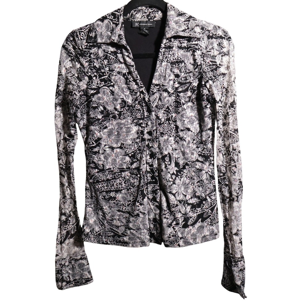 VTG Y2K Whimsigoth Mesh Bell Sleeve Fitted Button Up Top Floral Blouse Fairy S